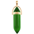 Hexagonal green crystal prism pendant necklace with polished rose gold metal clasp - Green / Gold Cap Hexagonal Pendant