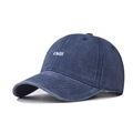 Washed dark blue cotton baseball cap with white Chili embroidery in a vintage style - Adjustable / Chili Navy Blue