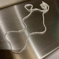 Collar de cadena de cuerda brillante en plata de ley S925 con acabado pulido para mujer - Estilo de Onda Brillante / Plata 925