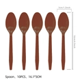 Set of 10 brown plastic spoons for cowboy party theme table decoration and supplies - Brown Spoon