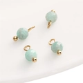 4mm light green faceted stone pendant with gold metal findings for DIY jewelry making - Amazonite