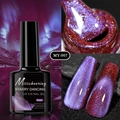 Detailed view of Starry Dancing purple cat eye nail polish with UV LED soak off gel texture - Arctic Star Cat Eye 07 (MY-007)