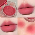Velvet matte lip mud in shade 06 pink heart-shaped container with makeup swatches - 06# Afterglow Peach Pink