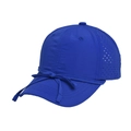 Close-up of laser-cut ventilation holes and decorative bow on royal blue baseball cap - One Size(50-54cm) / Blue