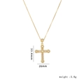 Golden cross necklace for women with zircon crystals and dimensions 33.4mm x 26mm - Gold White Zircon Cross (1587)