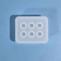 Stampo rettangolare in silicone a 6 fori per ciondoli in resina e creazione gioielli - Stampo Sfera a 6 Cavità con Foro (16mm) / Bianco Traslucido