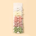 Set of 6 grosgrain ribbon bow hair clips in pastel shades of pink, cream, and green - White Beige Pink Flesh Pink Bean Green (#4)