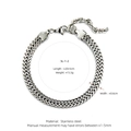 Silver stainless steel punk curb chain bracelet with 20+5cm length and size details - SL-1 / Silver