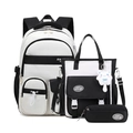 Black and white 3-piece school backpack set with tote bag and pencil case - Three-Piece Set / Black