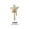 Detail of gold melting star nail art charm with rhinestones for punk DIY manicure designs - X831-Gold Melting Star