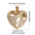 Golden heart-shaped copper pendant with clear cubic zirconia stones and devil eye detail - Dbn150-04 / 18K Gold