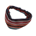 Fashionable woven wide headband featuring colorful multi-color stripes on white background - Multi-color Striped