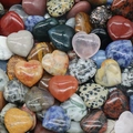 Polished 20mm heart-shaped natural crystals in assorted colorful semi-precious stones - Mixed Random / 20mm (1 Piece/Pack)