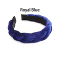 Braided royal blue velvet headband with a wide twisted design for a luxury look - Sapphire Blue