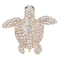 Spilla tartaruga in lega dorata con strass cristalli gioiello accessorio moda donna - Versione Bianca. Dimensioni: 41*42*17 Cm. Peso: 195 G.