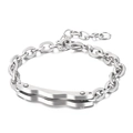 Minimalist punk stainless steel chain bracelet with irregular wave link and lobster clasp - Wave Irregular Splicing Style (KB146445-KLHQ) / Silver