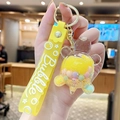 Creative yellow sea turtle keychain with liquid quicksand and bubble strap detail - Turtle Color Bead - Yellow