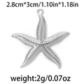 Silver 304 stainless steel starfish pendant with textured finish and measurement specs - Starfish / Silver