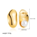 Detail of 18k gold plated irregular earrings with pearls and precise dimensions - Irregular Artistic Artificial Pearl (22923)