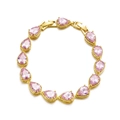 Detail of gold bracelet featuring thirteen pear-cut pink zircons in a teardrop setting - 24K Gold Plated Pink