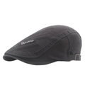 Dark grey newsboy cap with sports metal logo and adjustable strap for casual wear - One Size(Adjustable) / Gray