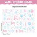 Detail van 98 roze sneeuwvlok en strik raamstickers in aquarelstijl op 8 vellen - Roze Strik Sneeuwvlok Stijl A (UV24Y12710T_T) / 20*30CM*8 Vellen