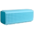 Light blue double-sided silicone pet hair remover brush for efficient clothes cleaning - Rectangular Blue OPP / Blue