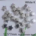 DIY silver star beads with large holes measuring 12.5x7mm for custom jewelry making - 12.5*7mm / White K Star