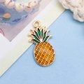 DIY pineapple pendant with golden metal frame and colorful enamel for jewelry making - 1 Piece/Pack (6x19mm)