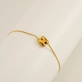 Gold stainless steel chain bracelet featuring a 3D chubby H letter pendant - Letter H