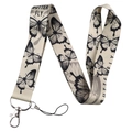 Black and white butterfly print lanyard with metal clasp for phones and ID cards - Realistic Black/White Butterfly Lanyard