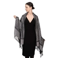 Elegant grey paisley jacquard pashmina shawl scarf with fringe tassels for women - Gray Paisley (T003-75)