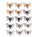 Pack de 15 mini pinzas de pelo mariposa metálicas en colores dorado, plateado y negro - Juego de 15 Piezas (Oro/Plata/Negro Mixto)