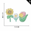 Self-adhesive embroidered floral patches including sunflowers and tulips, 7.0x4.1 cm - Self-adhesive Mixed Flowers