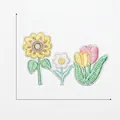 Self-adhesive embroidered floral patches including sunflowers and tulips, 7.0x4.1 cm - Self-adhesive Mixed Flowers