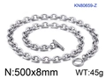 Collana a catena a O in acciaio inossidabile argento con chiusura a T 500mm - 500x8mm / Color Acciaio