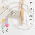 Frosted rabbit beaded crossbody phone strap with colorful flowers and lobster clasp, 120cm - Frosted Smiley Face Beads