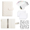 A5/A6 ostrich pattern PU leather budget binder set with zipper bags and sticker labels - A6 White (Luxury Set)