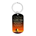 Stainless steel keychain for daughter with sunset silhouette print and message - CW0051 Dad Emotional Quotes