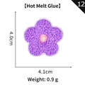 Purple flower towel embroidery patch with hot melt adhesive backing and white edges - Polyester/Hot Melt Adhesive / 12-Purple Loop Flower