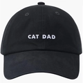Black cotton baseball cap featuring white CAT DAD embroidery for casual daily wear - CAT DAD Embroidery / Black