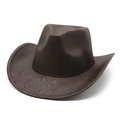 Classico cappello da cowboy western in pelle scamosciata testa di moro a tesa larga vintage - M (56-59cm) / Marrone Scuro Texture