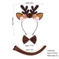 Panoplie de renne 3 pièces avec serre-tête fleuri, nœud papillon marron et queue en peluche - Ensemble 3 pièces Renne en fer avec fleurs