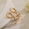 Elegante goldene Stern-Ohrhänger mit funkelnden Zirkon-Kristallen für minimalistischen Stil - Pentagramme / Gold