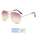 Lunettes de soleil aviateur avec monture dorée et verres dégradés violet et jaune UV400 - Dégradé Violet-Jaune