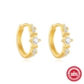 Orecchini a cerchio in argento S925 dorato con mezzaluna e zirconi bianchi scintillanti - Argento 925 / Oro Stile 2