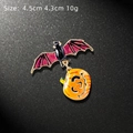 Halloween bat and pumpkin enamel brooch pin with black and orange drip oil finish - Black Bat and Orange Pumpkin