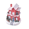 Miniature red brick Christmas house with glittering snow finish on white background - Style E (Red Brick House)