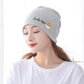 Grey knit maternity beanie with 'Lucky tiger' embroidery and cartoon tiger graphic - Docile Tiger / Gray
