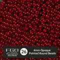 4mm dark red glass seed beads with smooth solid paint finish for jewelry DIY making - EU 26
